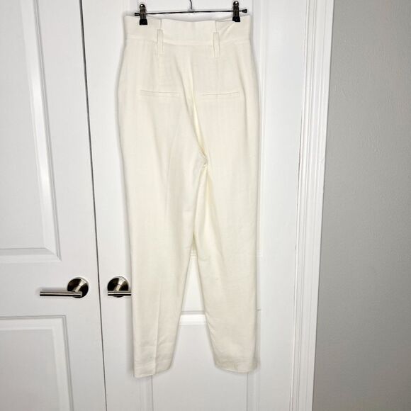 Veronica Beard Clerence Paperbag Pants in White Cream  Linen Size 2 - Picture 3 of 12